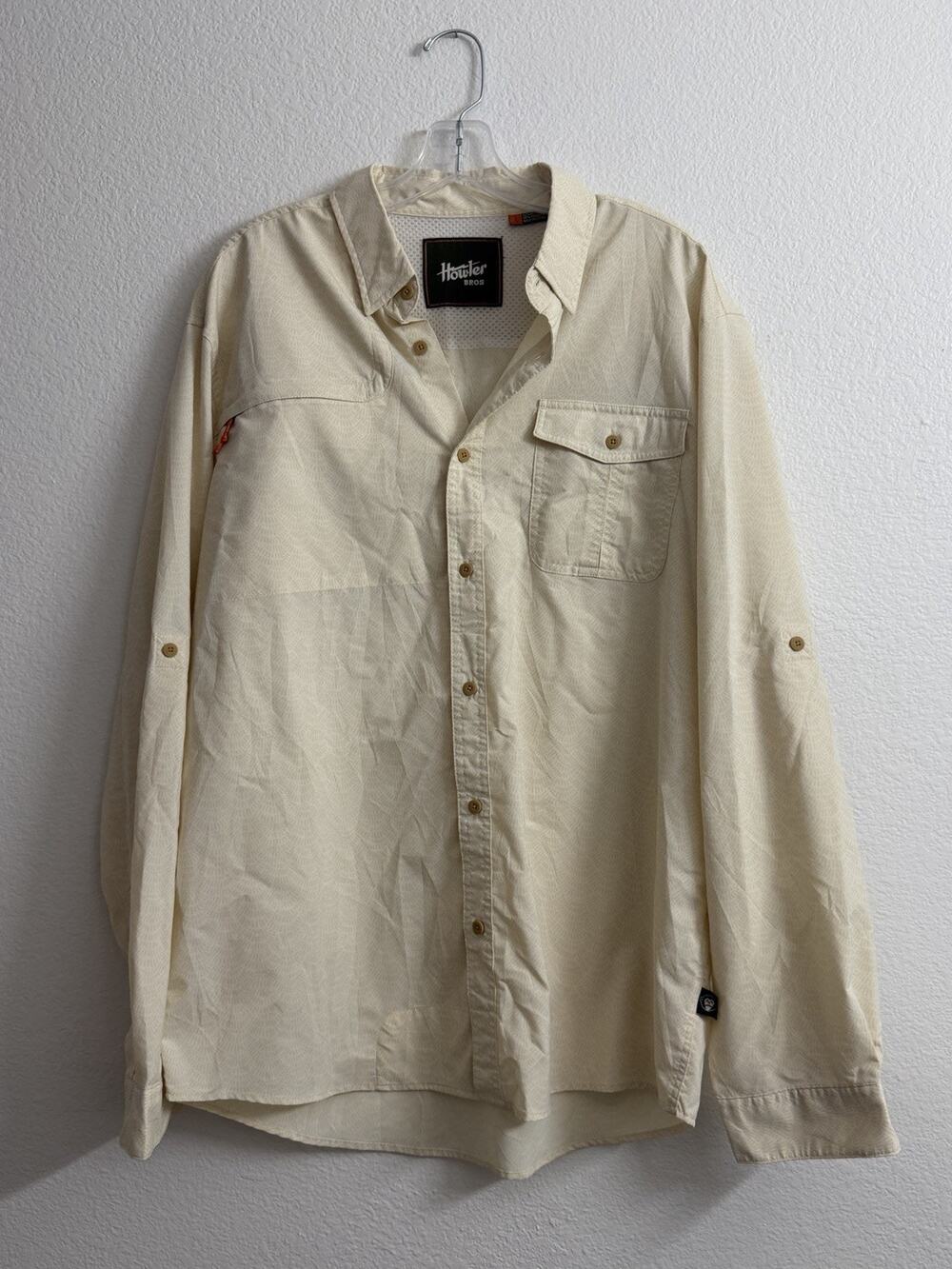 Howler Bros Matagorda Shirt Mens L Button Down Vented Yellow Long Sleeve